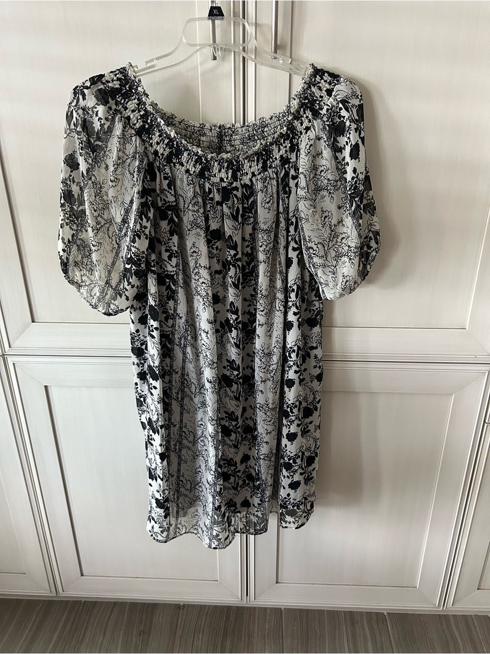 Black & White Floral Off-Shoulder Dress
